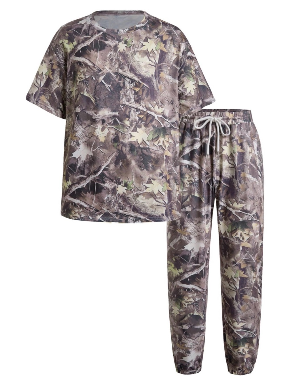 Men's Camo Print Outfits Short Sleeve T Shirt And Jogger Pants
